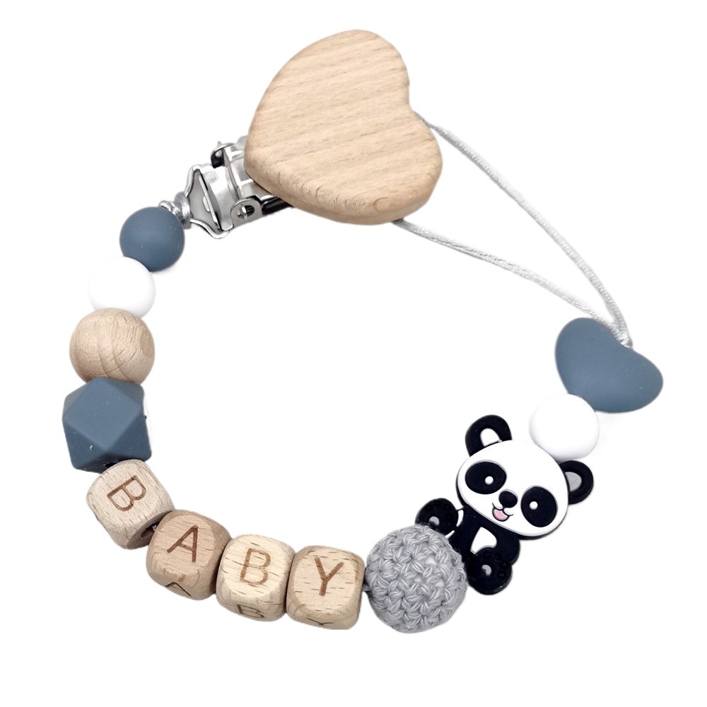 Baby Products 1 Year - โซ่จุกนมหลอกเด็กแบบไม้ ดีไซน์สัตว์น่ารัก พร้อมคลิปหนีบจุกนมสำหรับเด็กทารก - ที่ยึดจุกนมหลอกแบบปลอดภัย