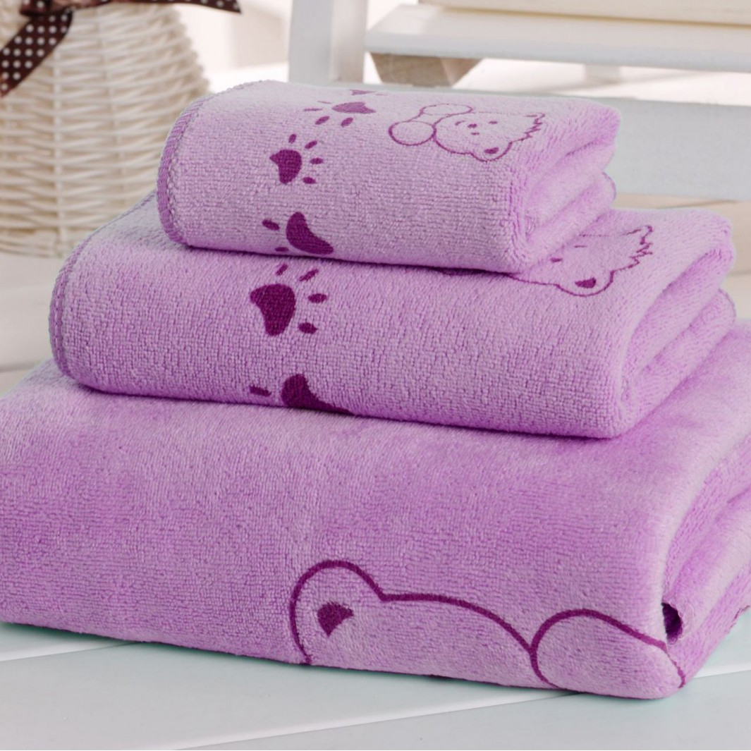 Baby Products For Face - ผ้าขนหนูอาบน้ำเด็ก 3 ชิ้น ลายการ์ตูนหมี ผ้าขนหนูเช็ดหน้าเด็กแรกเกิด เนื้อนุ่ม