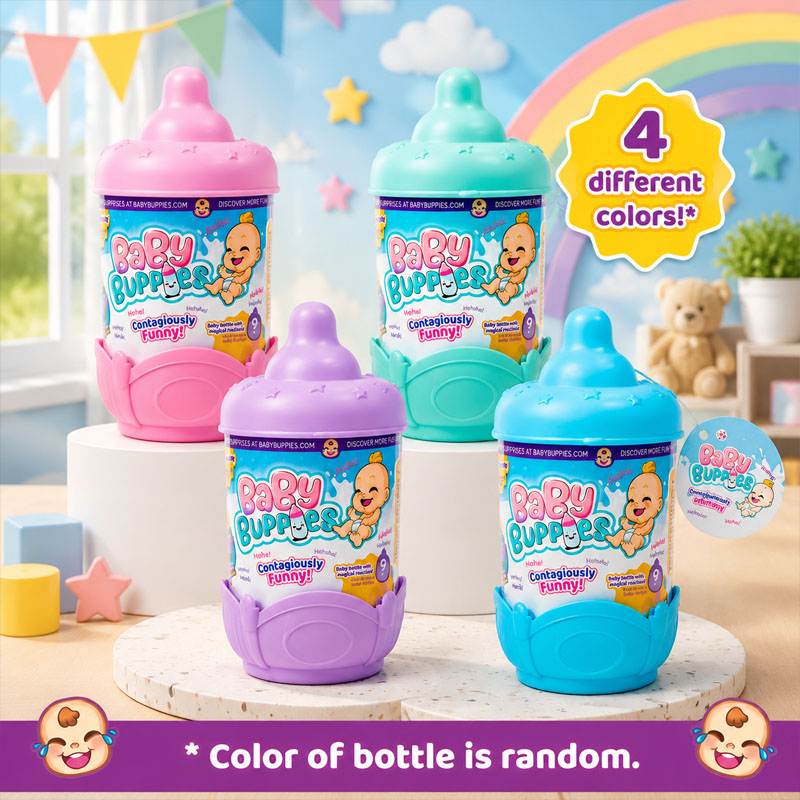 Baby Products For Face - ตุ๊กตาเบบี้บัพปี้ส์พร้อมชุดเปลนอน หน้ายิ้มน่ารัก พร้อมเสียงกล่อมเด็ก กล่องสุ่ม ของเล่นตุ๊กตาพร้อมขวดนม ใบรับรองการเกิด