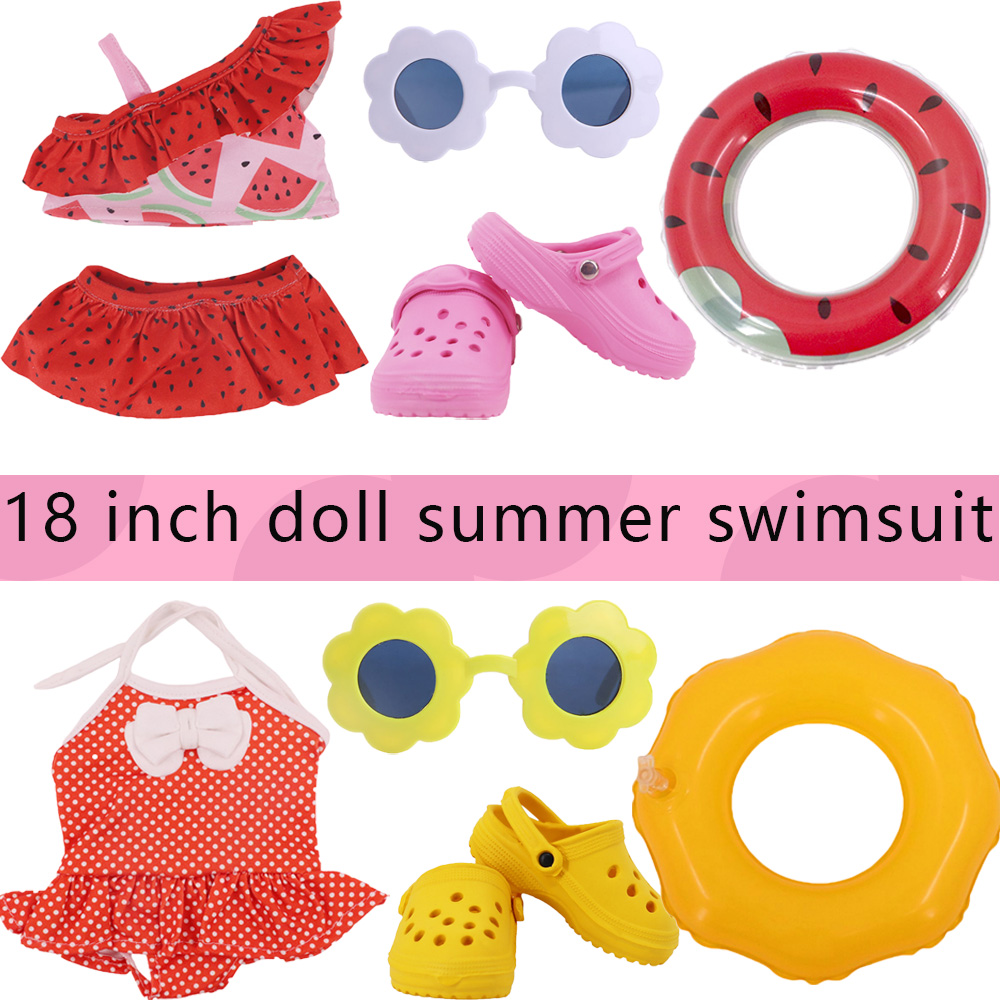 Baby Products 1 Year - ชุดว่ายน้ำลายเกล็ดปลาสำหรับตุ๊กตาเด็ก 43 ซม. และตุ๊กตาอเมริกัน 18 นิ้ว,