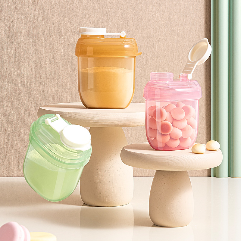 Baby Products Distributor - เครื่องจ่ายนมผงสำหรับเด็ก แบบพกพา ดีไซน์ช่องใส่อาหารแบบช่องเดียว ป้องกันการรั่วซึม พร้อมกระปุกเก็บขนาดเล็ก