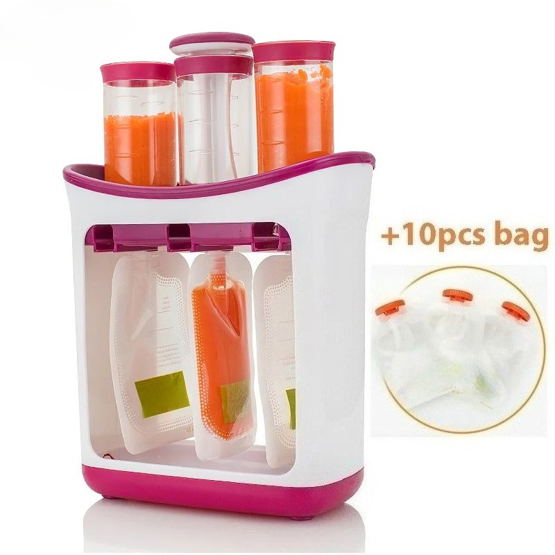 Baby Products Distributor - สถานีบีบอาหารเสริมสำหรับเด็กพร้อมถุงบีบ 10 ชิ้น เครื่องจ่ายอาหารเด็ก เครื่องบดอาหารเด็ก